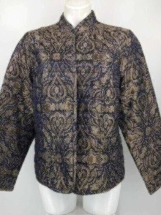 Chico's Jackets & Blazers - NWOT Chico's Blue and Gold Paisley-Print Jacket